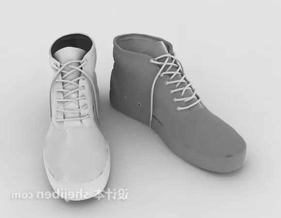 White Skate Shoes 3d model