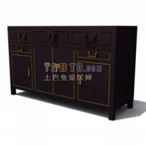 Shoes Cabinet Black Wood 3d model