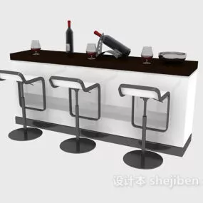 Simple Bar With Chair 3d model