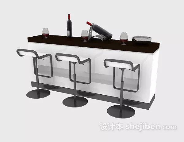 Simple Glass Table With Thin Shelf 3d model