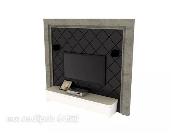European Tv Wall Dark Color 3d model European Tv Wall Dark Color 3d model