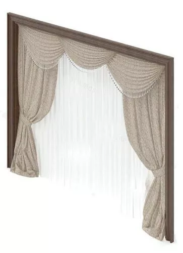 Pink Curtain With Red Pattern 3d model