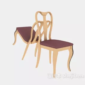 Simple European Wood Chair 3d model