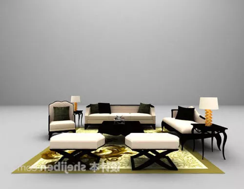 Simple European Sofa Table Combination 3d model Simple European Sofa Table Combination 3d model