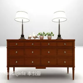 European Solid Wood Cabinet Simple Style 3d model