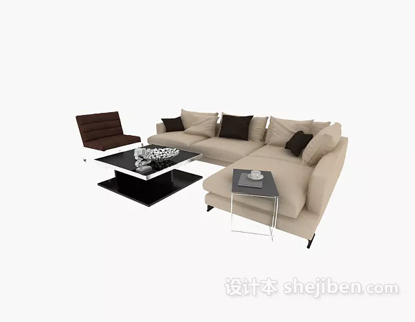 Sofa Bench Black White Color 3d model