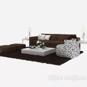 Simple And Elegant Modern Sofa Set 3d model