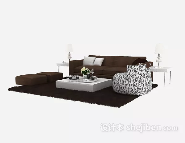 Sofa Bench Black White Color 3d model