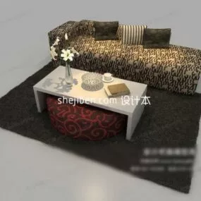 Old Modern Sofa With Table 3d model