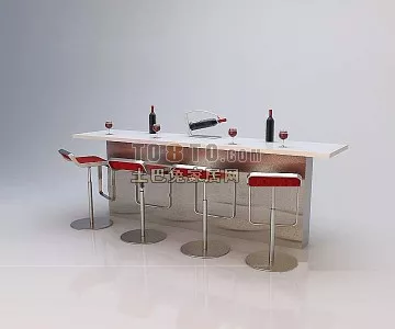 Round Coffee Table With Four Chairs And Coffee Cup 3d model