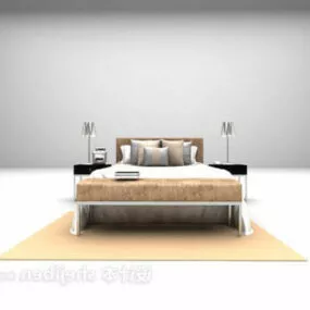 Simple Bed With Carpet Set 3d model