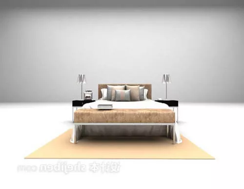 Simple Bed With Carpet Set 3d model Simple Bed With Carpet Set 3d model