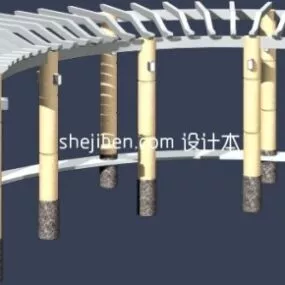 Curved Pergola Outdoor Building 3d model