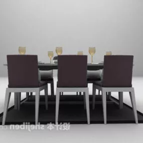 Simple Dining Table And Chair Set 3d model