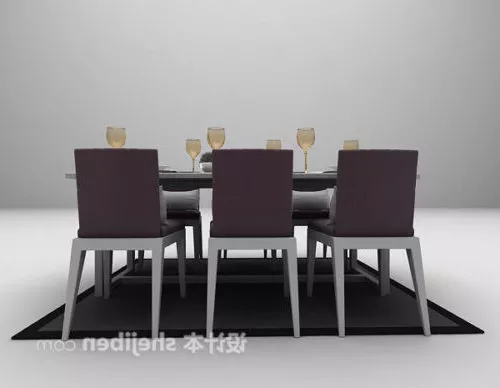 Simple Dining Table And Chair Set 3d model Simple Dining Table And Chair Set 3d model