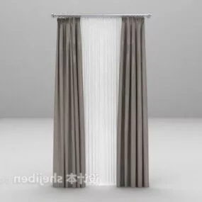 Simple Grey White Curtain 3d model