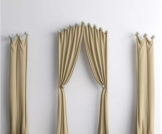 Satin Curtain Set Two Color 3d model