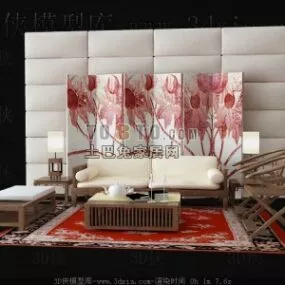 Rattan Sofa Chair Simple Style 3d model
