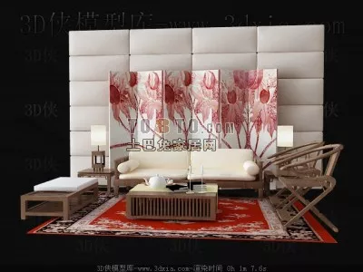 Rattan Sofa Chair Simple Style 3d model Rattan Sofa Chair Simple Style 3d model