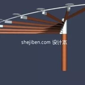 Simple Structure Building Wooden Pergola 3d model