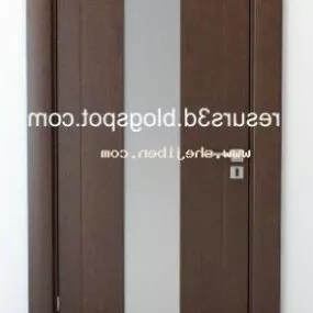 Wood Door With Vertical Opening Window 3d model