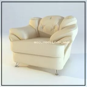 Single Beige Leather Sofa Armchair 3d model