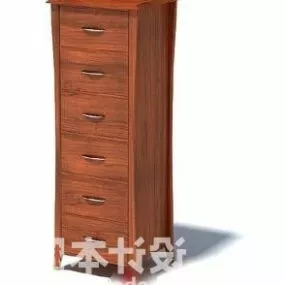Six Bucket Cabinet Red Wood 3d model