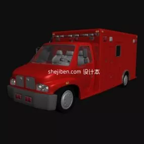Small Fire Truck Red Painted 3d model