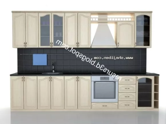 Retro Wood Kitchen Cabinet Design 3d model