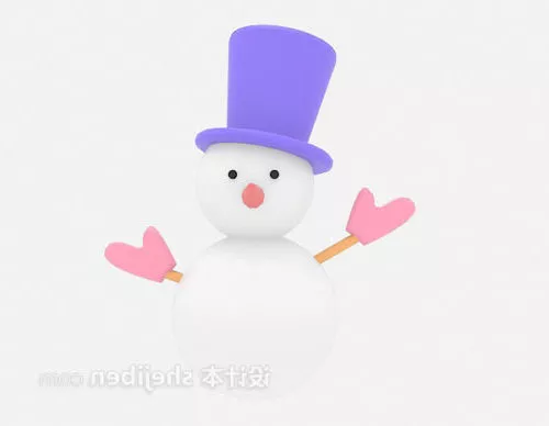 Cute Cartoon Snowman 3d model