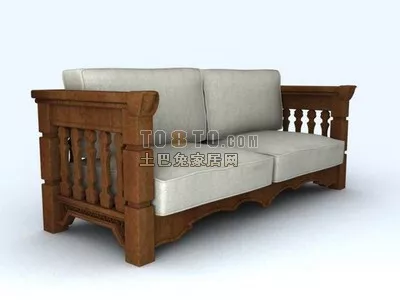 Sofa Bed With Ottoman Beige Color 3d model