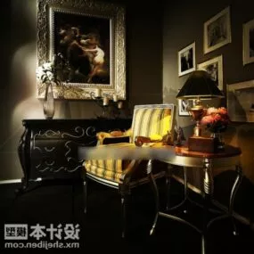 Sofa Armchair With Table Classic Furniture 3d model