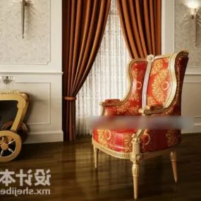 High Back Sofa Armchair Classic Pattern 3d model