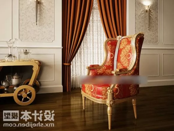 High Back Sofa Armchair Classic Pattern 3d model High Back Sofa Armchair Classic Pattern 3d model