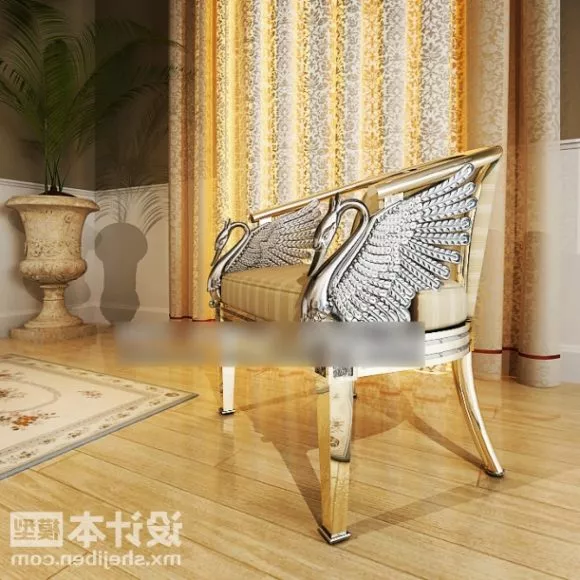 Upholstered Armchair With Pillow 3d model