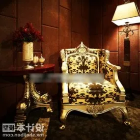 Classic Sofa With Floor Lamp 3d model