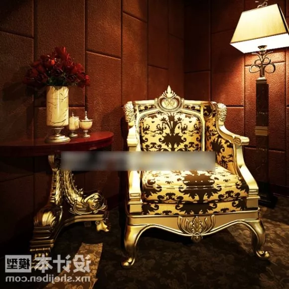 Classic Sofa With Floor Lamp 3d model Classic Sofa With Floor Lamp 3d model