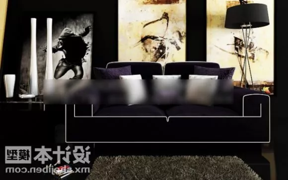 Modern Velvet Sofa Purple Color 3d model Modern Velvet Sofa Purple Color 3d model