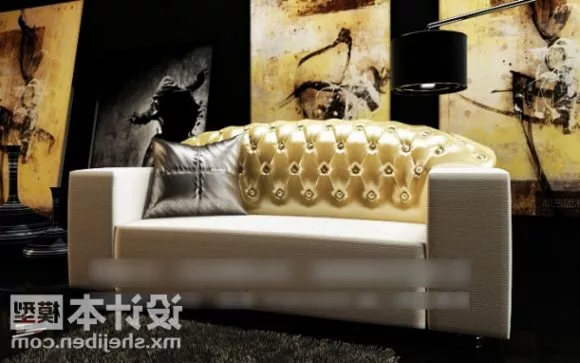 Golden Chesterfield Sofa Antique Style 3d model Golden Chesterfield Sofa Antique Style 3d model