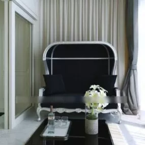 Sofa High Back Black Color 3d model