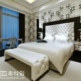 White Bed King Size 3d model