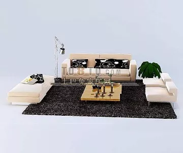 Sofa Three Seats Sectional Style 3d model