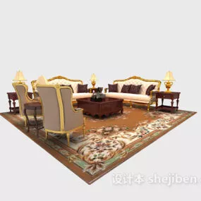 Sofa Coffee Table Vintage Style 3d model