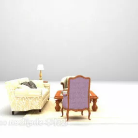 Sofa Combination With Chair Table 3d model