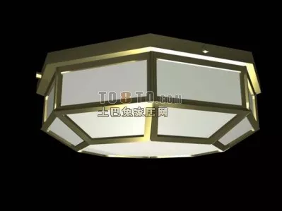 Brass Frame Ceiling Lamp 3d model Brass Frame Ceiling Lamp 3d model