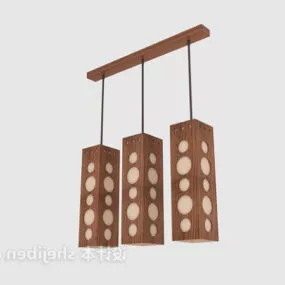 Asian Chandelier Wooden Surface 3d model