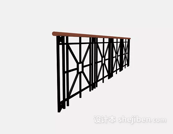 Wrought Iron Fence Rail Modular 3d model