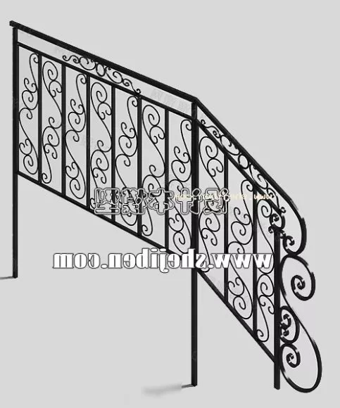 Steel Staircase With Rail 3d model