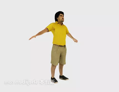 Cartoon Man With Rigged 3d model