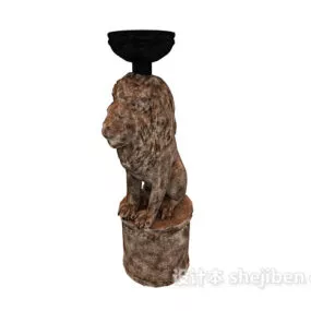 Stone Lion Statue Fountain 3d model